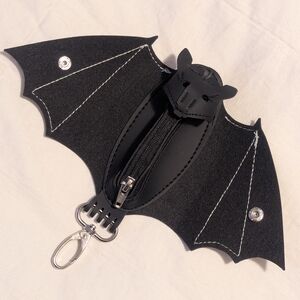 Black Bat Wing Keychain Coin Pouch